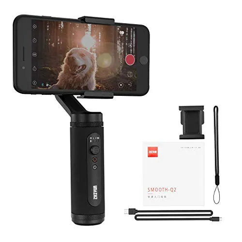 ZHIYUN Smooth Q2 - Gimbal Stabilizzatore compatto a 3 Assi per Smartphone (iPhone/Android) fino a 6 pollici/260g