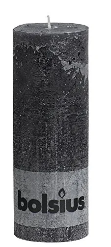 Bolsius - Candela cilindrica in paraffina, Grigio (Antracite), 190 x 68 mm, 1 pezzo