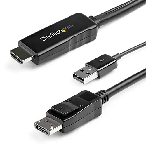 StarTech.com Cavo Adattatore HDMI a DisplayPort, Alimentato via USB, Convertitore Attivo HDMI 1.4 a DP 1.2-4K 30Hz, da 3 m, Nero