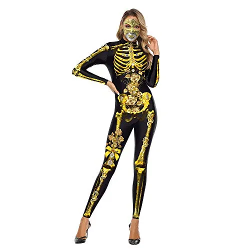 xc-2710 3D Truss Printed Jumpsuit Halloween Festival Adult Street Costume Jumpsuit   S