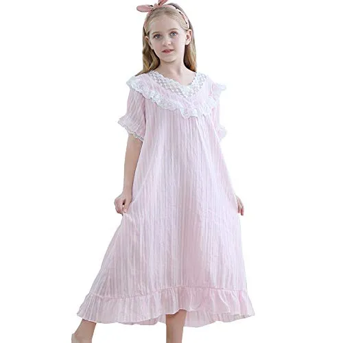 Camicia da notte vittoriana per bambine da 3 a 12 anni rosa 3-4 Anni