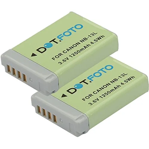 2 x Dot.Foto Batteria Compatibile per Canon NB-13L - 3.6v / 1250mAh - Garanzia: 24 Mesi [Vedere la descrizione per la compatibilità]