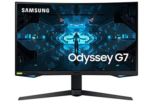 Samsung Monitor Gaming Odyssey G7 (C27G73), Curvo (1000R), 27", 2560x1440 (WQHD 2K), HDR 600, VA, 240 Hz, 1ms, FreeSync Pro, G-Sync, HDMI, USB 3.0, Display port, Ingresso Audio, HAS, Pivot