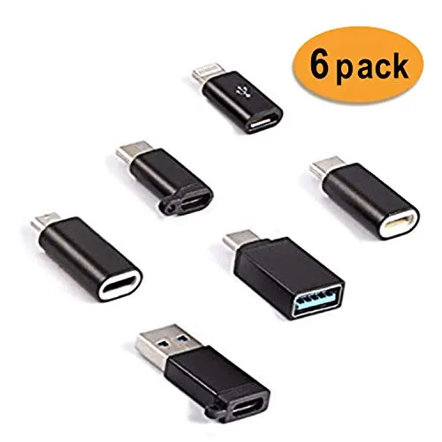 USB-C a USB 3.0 adattatore [6-pack],FDG USB tipo C (maschio) a USB a (femmina),support OTG function, USB 3.1 per MacBook/Pro,Nintendo Switch,Chromebook Pixel,Nexus Samsung (nero)