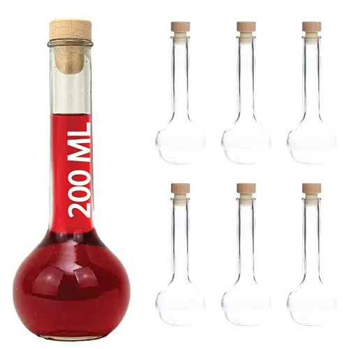 slkfactory, 6 Bottiglie vuote in Vetro da 200 ml TUL-HGK per Succo, liquore, Grappa, aceto e Olio