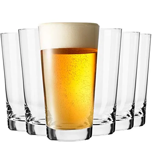 KROSNO Bicchieri Birra Weizen Vetro 0,5 Litri | Set di 6 | 530 ML | Collezione Pure | Perfetto per casa, ristoranti e Feste | Adatto alla Lavastoviglie