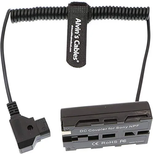 Alvin's Cables NP F550 Dummy Batteria per D-Tap cavo di alimentazione a spirale per monitor Sony NP F570 NP F970 Atomos Shinobi Atomos Ninja Monitor