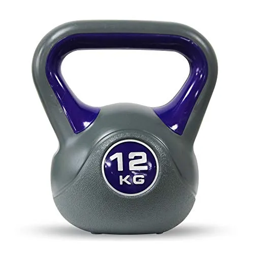 POWRX Kettlebell 2-20 kg - Ideale per Esercizi di »Functional Fitness« - Base con Gommini Antiscivolo + PDF Workout (12 kg/Blu)