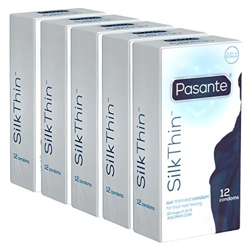 Pasante 60 x Profilattici Silk Thin (5x12pz.) - Ultra Sottili, 0.04mm!