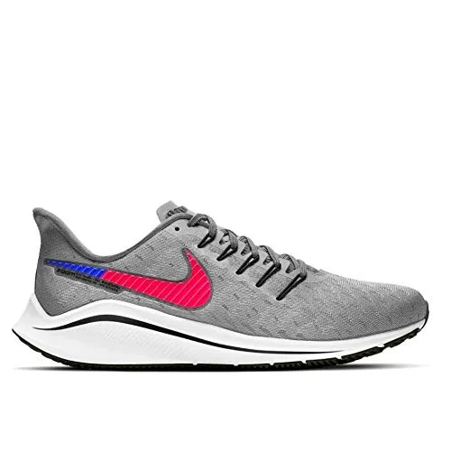Nike Air Zoom Vomero 14, Running Shoe Mens, Wolf Grey/Bright Crimson-Particle Grey-Black-Racer Blue-White