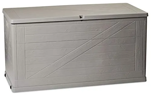 Toomax Baule Multibox Wood da Esterni 420L, rifinitura Effetto Legno, Art. 163, Dim. cm 120x56x63h (Grigio Tortora)