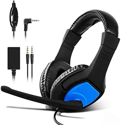 Cuffia per PS4 Gaming Headset, Cuffia per Nintendo Switch, PC e Mobile,Questa cuffia da gioco è dotata di un convertitore audio 2 in 1 e UN microfono regolabile.