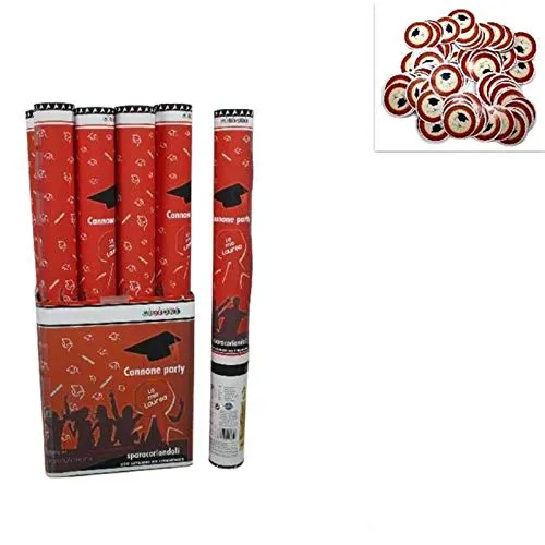 Sparacoriandoli Laurea Tubo Cannone 40 cm Festa Laureato Rosso Party laureata (1 pz)