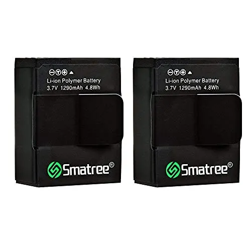 Smatree Batteria ai polimeri di litio ad alta capacità (2 pezzi) 1290mAH per GoPro HERO 3+, HERO 3 e per GoPro AHDBT-201 / AHDBT-301 / AHDBT-302