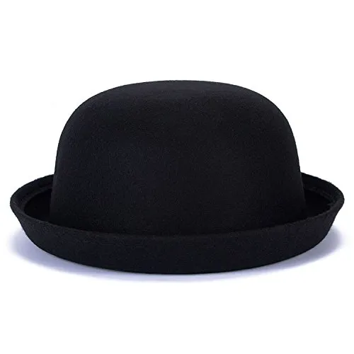 Magik, cappello Fedora in lana con bordo rialzato, bombetta da uomo o cloche da donna Black Taglia unica