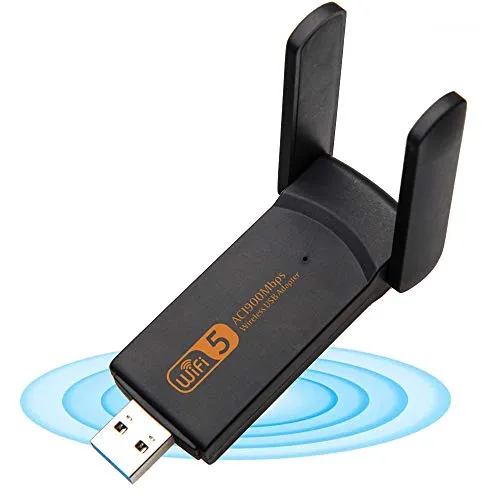 XVZ Adattatore USB WiFi, 1900 mbps Dual Band 2.4G/5G, Mini scheda di rete wireless WiFi Dongle per computer portatile/desktop/PC, supporto Windows10/8/8.1/7