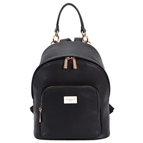 David Jones - Borsa Zainetto Donna - Zaino Piccolo Pelle PU - Ragazza - Borsetta Elegante Casual - a Mano Spalla - Nero