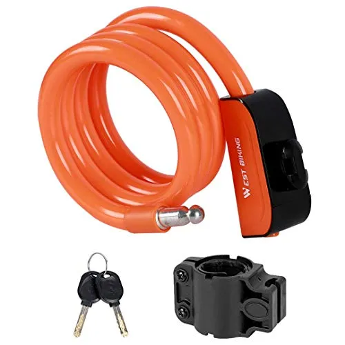 MTB Bike Lock 1.2M antifurto con cavo di acciaio biciclette Serrature esterna anti-Resistenza Riparazione Elementi Per plm46 (Color : Orange)