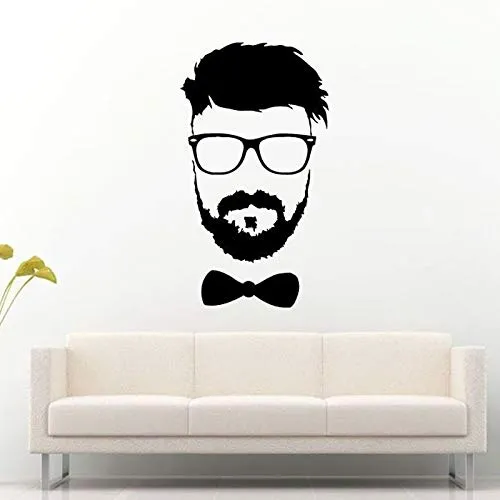 Uomo con occhiali barba e Boe Tie Swag Stickers murali soggiorno adesivi murali in vinile per ragazzi camera da letto decorazione di arte 57X102cm
