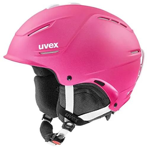 uvex p1us 2.0, casco da sci robusto unisex, regolazione individuale delle dimensioni, aerazione ottimizzata, pink met., 52-55 cm