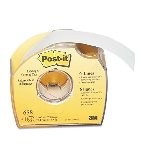 Post-it Labelling and Cover-up Tape Repositionable for 6 Lines W25mm Ref 658H [Pack 12]