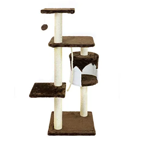 STI Albero Tiragraffi per Gatti Parco Giochi Palestra Gatto 60x60x113 Marrone Small con Corda Naturale