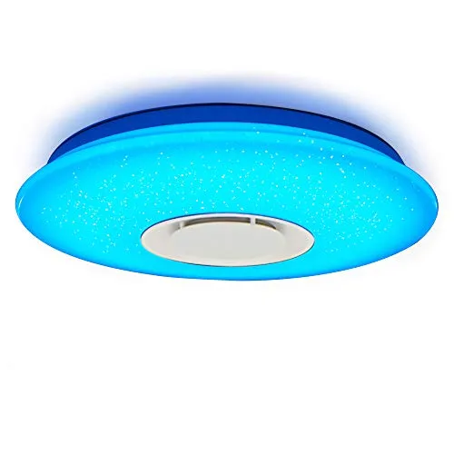 36W Plafoniera LED Alexa Starlight Intelligente Lampada da Soffitto RGBW, Plafoniere Ø40cm, con Altoparlante Bluetooth, APP + Remote dimmerabile, WiFi funziona