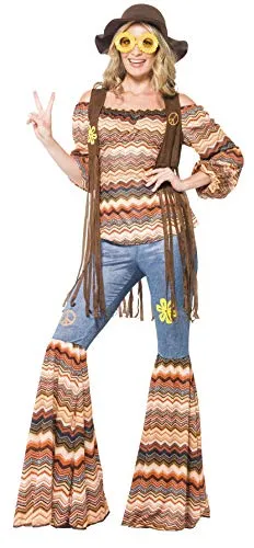 Smiffys Costume Harmony Hippie, con Top, Pantaloni a Zampa d'Elefante e Gilet