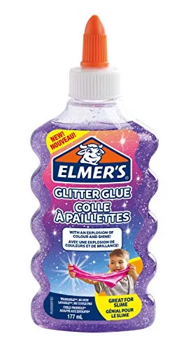 Elmer’s Colla Vinilica Glitterata, Lavabile e Adatta ai Bambini, Ottima per Realizzare Slime, Viola, 1 Pezzo