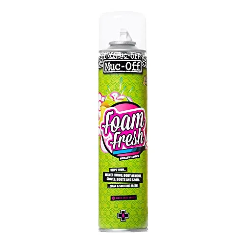 Muc-Off Foam Fresh, 400 ml - Detergente Schiumogeno Istantaneo con Aroma Citric Burst - Detergente Elimina Odori per Pulizia Caschi Moto, Imbottiture, Guanti e Stivali