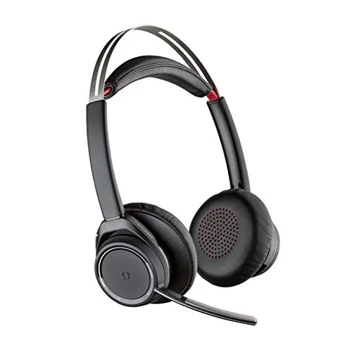 Poly - Voyager Focus UC (Plantronics) - Auricolare Bluetooth Dual-Ear (stereo) con microfono a braccio - Compatibile con PC e Mac via USB-C - Cancellazione attiva del rumore