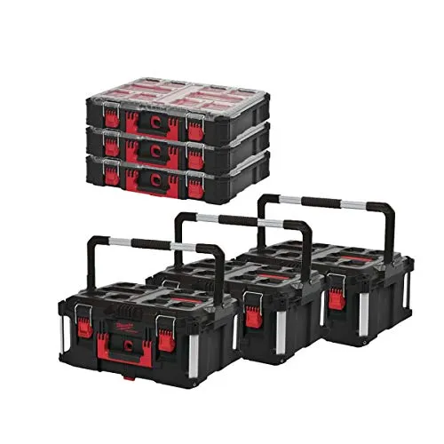 MILWAUKEE PACKOUT 3 Valigette da trasporto 62L Dimensione 3-3 Organizzatori 10 rack di spessore