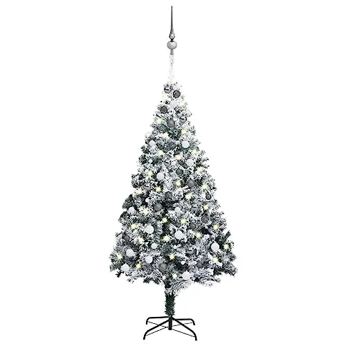 vidaXL Albero di Natale Preilluminato con Palline Verde 180 cm PVC