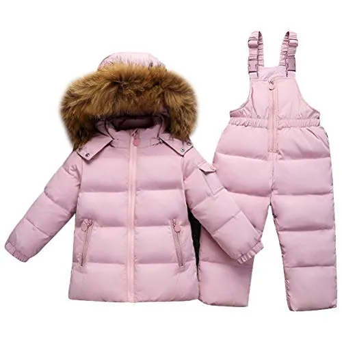 Odziezet Snowsuit da Unisex Bambini Tuta da Sci Piumino Trapuntato + Salopette 2 Pezzi Tutone Inverno 0-3 Anni