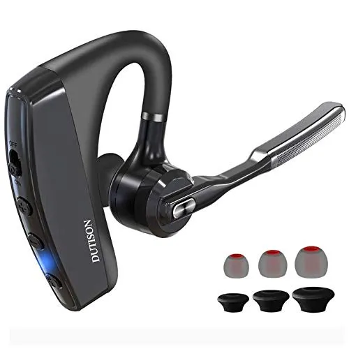 DUTISON Auricolari Bluetooth Senza Fili 5.0, Cuffiette Bluetooth Wireless 2-Microfono CVC8.0,Cuffie Cancellazione Rumore Mono Versione Business Supporto Orecchio Sinistro/Destro Adatto Smart Phone