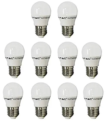 V-Tac Confezione di 10 lampadine a sfera G45 a LED da 3 W, con attacco a vite Edison standard E27/ES, luce color bianco freddo da 6400 K, 250 lumen