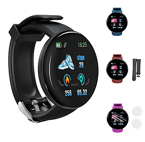 MAWOLY Smartwatch Orologio Impermeabile Intelligente 1.44”,Cardiofrequenzimetro Monitoraggio del Sonno Gestione dello Stress iOS e Android,Uomo,Donna(Nero)