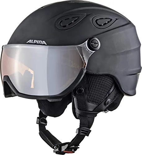 ALPINA GRAP 2.0 Visor ski helmet, Casco da sci. Donna, Nero opaco, 57-61 cm