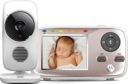 Motorola MBP667 Connect: Wi-Fi baby monitor video con schermo LCD a colori da 2.8", modo eco e rileva rumori, movimento e temperatura, Bianco