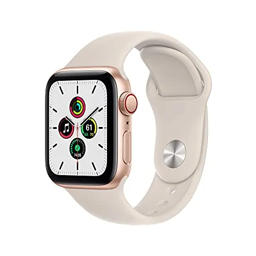 Apple Watch SE (1ª gen.) (GPS + Cellular, 40mm) Smartwatch con cassa in alluminio color oro con Cinturino Sport color galassia - Regular. Fitness tracker, monitoraggio della frequenza cardiaca