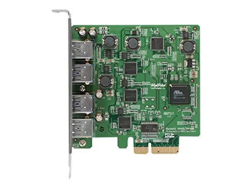 4 Port HighPoint RocketU RU1144D 4th Gen PCI-E USB 3.0 Dedicated 5Gb/s per-port + UAS Boost, green