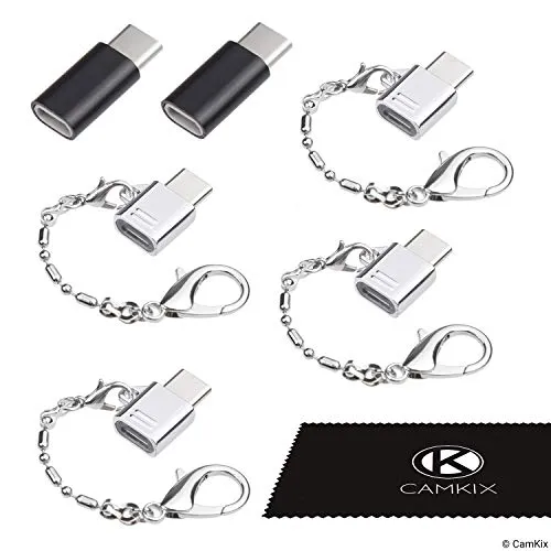 CAMKIX Adattatore Micro USB a USB C (4X Compatti con Portachiavi + 2X Normali) - Consente la Ricarica e Il Trasferimento dei Dati