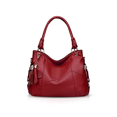 NICOLE & DORIS Borsa Donna Hobo Tote Tracolla Borse a Spalla Grande Elegante Vintage Pelle Morbida Progettista Moda Leggera Casuale Nappa Rosso