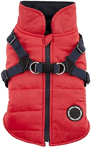 Puppia Papd-Vt1366-Rd-Xl - Gilet Invernale Impermeabile con Imbracatura Integrata, Rosso, XL, 1 Pezzo