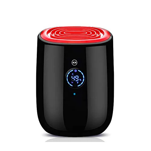 iLH Mini Deumidificatori Portatili Piccoli Deumidificatori Domestici con Serbatoio d'Acqua da 800 Ml, Schermo di Visualizzazione A LED, Touch Control Auto off Filtro Silenzioso Ultra Silenzioso,Nero