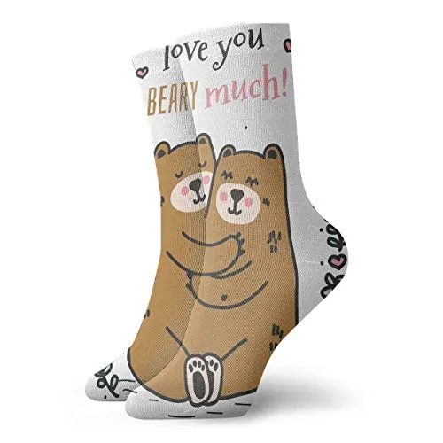 Drempad Luxury Calze Love You Beary Much Adult Short Socks Cotton Funny Socks for Mens Womens Yoga Hiking Cycling Running Soccer Sports