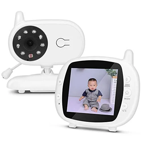 Monitor baby video da 3,5 pollici, videocamera di sicurezza baby monitor wireless Videocitofono bidirezionale per visione notturna con monitoraggio della temperatura(EU)