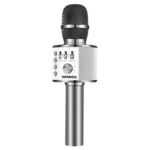 BONAOK Microfono Karaoke Wireless Bluetooth, 3-in-1 Portatile karaoke Mic, Microfono Handheld Ktv, Microfono Regalo Karaoke per Bambini (Grigio Spazio)