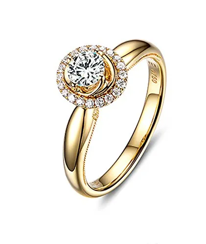 Daesar Gioielli Anello in Oro 18 Carati per Donne Anello di Fidanzamento con Diamante da 0.5ct Promessa Anello Misura 18,5