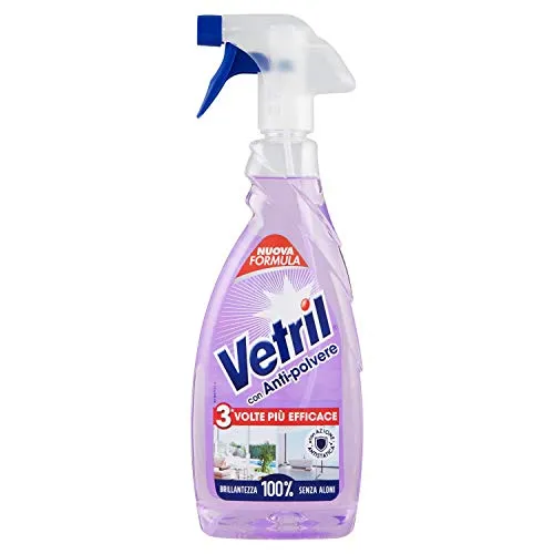 Vetril Detergente Spray Superfici con Antipolvere, Azione Antistatica e Brillantezza Senza Aloni, Ipoallergenico, 650 ml